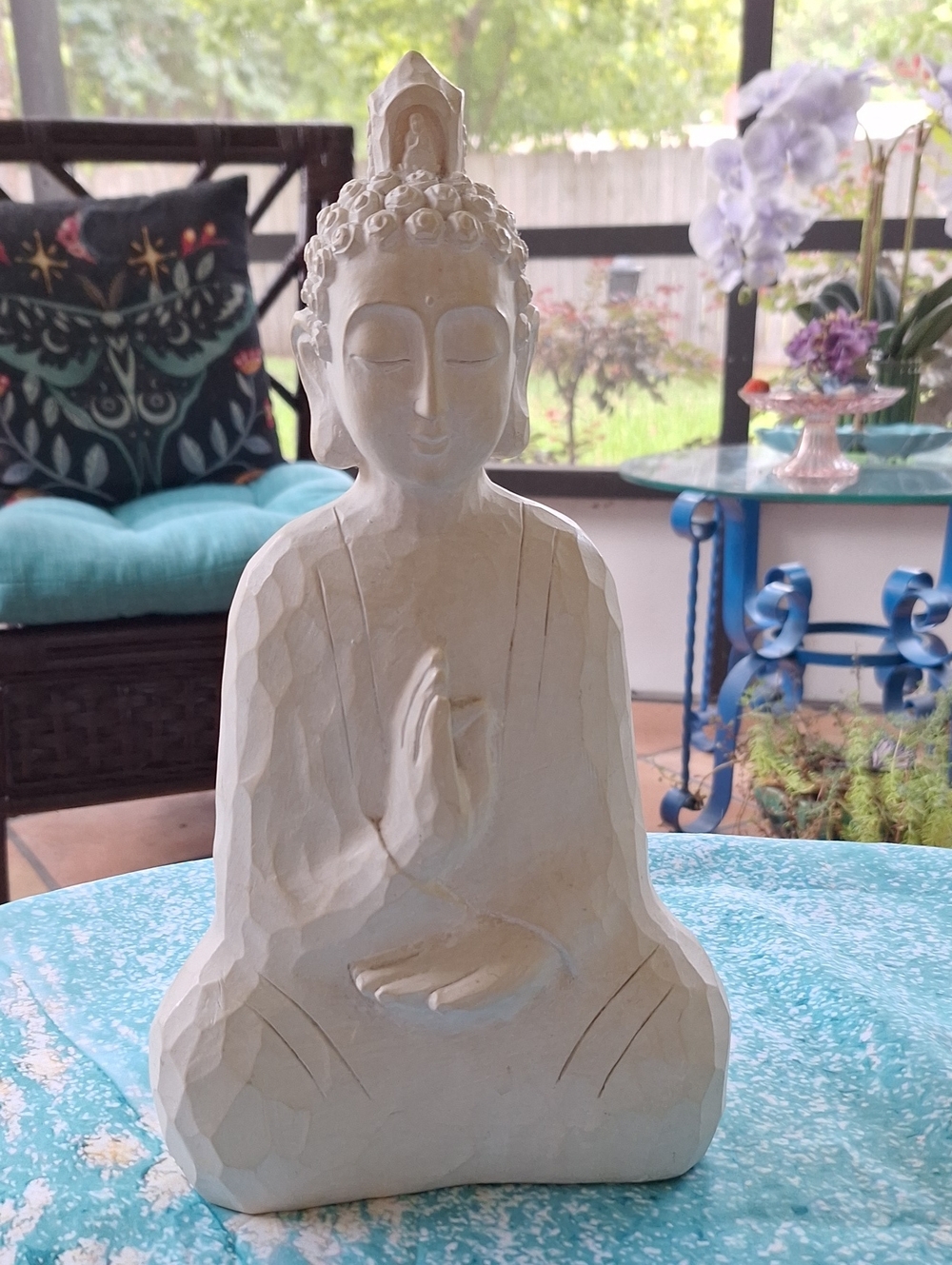 Neutral White Buddha Statue Home Art Décor